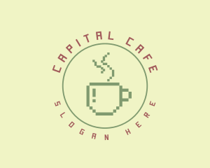 Pixelated Coffee Cafe logo design