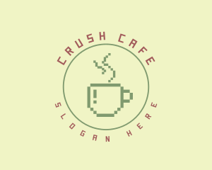 Pixelated Coffee Cafe logo design