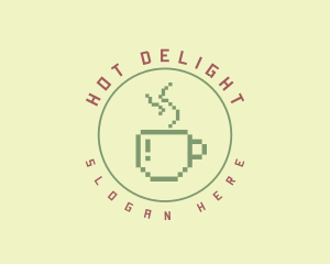 Pixelated Coffee Cafe logo design