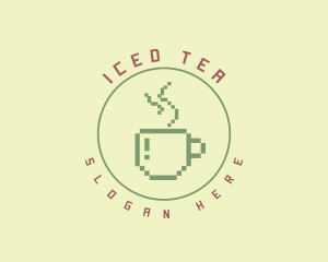 Pixelated Coffee Cafe logo design