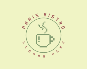 Pixelated Coffee Cafe logo design