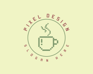 Pixelated Coffee Cafe logo design