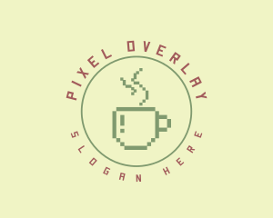 Pixelated Coffee Cafe logo design