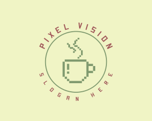 Pixelated Coffee Cafe logo design