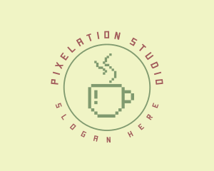 Pixelated Coffee Cafe logo design