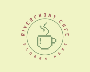 Pixelated Coffee Cafe logo design