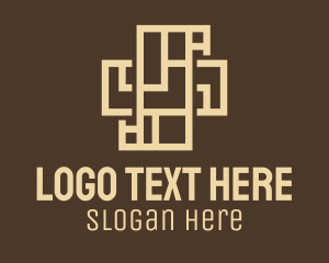 Wooden - Beige Architecture Cross logo design