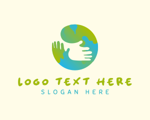 Humanitarian - Globe Hand Hug Foundation logo design