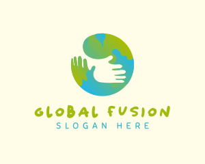 Multicultural - Globe Hand Hug Foundation logo design