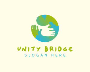 Inclusion - Globe Hand Hug Foundation logo design