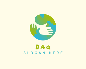 Humanitarian - Globe Hand Hug Foundation logo design