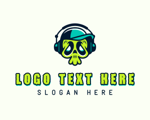 Hat - Disc Jockey Skull Musician logo design