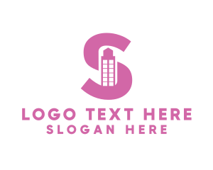 Architecture - Pink Building Letter S logo design