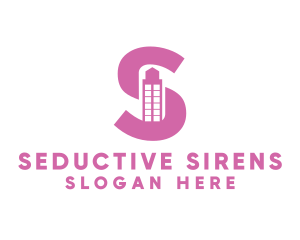 Pink Building Letter S logo design