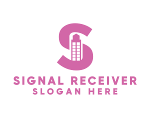 Pink Building Letter S logo design