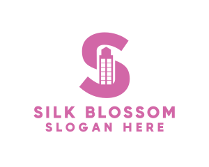 Pink Building Letter S logo design