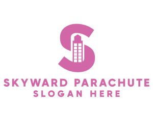 Pink Building Letter S logo design