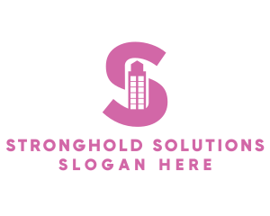 Pink Building Letter S logo design