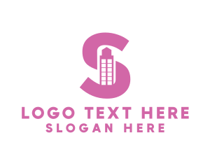 Initial - Pink Building Letter S logo design