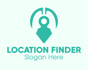 Geolocation - Teal Lung Location Pin logo design