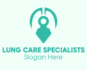 Teal Lung Location Pin logo design