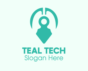 Teal Lung Location Pin logo design