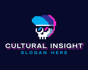 Pixelated Skull Sunglasses logo design