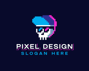 Pixelated Skull Sunglasses logo design