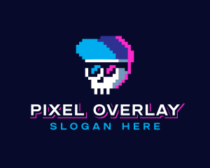 Pixelated Skull Sunglasses logo design