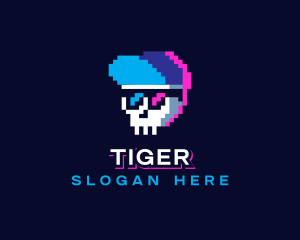 Pixel - Pixelated Skull Sunglasses logo design