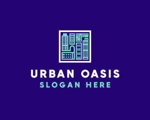 Urban - Blue Urban Building Blueprint logo design