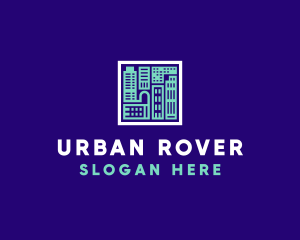 Blue Urban Building Blueprint logo design