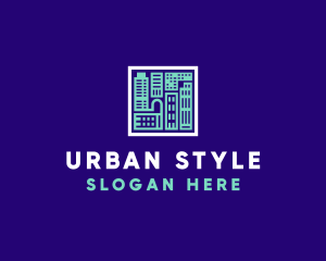 Urban - Blue Urban Building Blueprint logo design