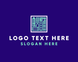 Urban Planning - Blue Urban Building Blueprint logo design