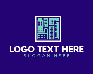 Establishment - Blue Urban Building Blueprint logo design