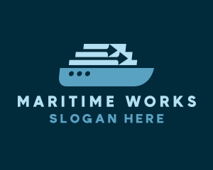 Arrow Import Cargo Ship logo design