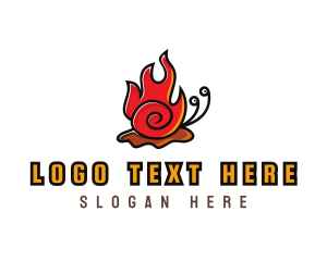 Fire - Cute Fire Snail logo design