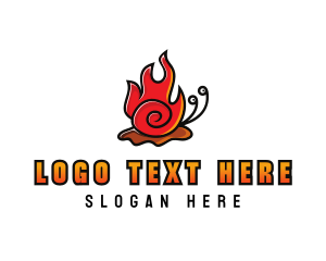 Fire - Cute Fire Snail logo design