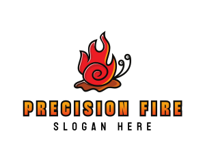 Cute Fire Snail logo design