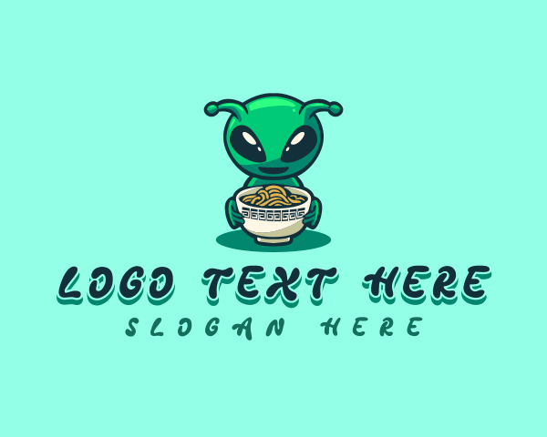 Ramen - Alien Noodle Bowl logo design