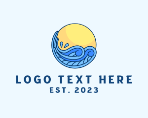 Surfing - Tropical Beach Splash logo design