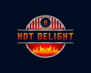 BBQ Grill Flame logo design