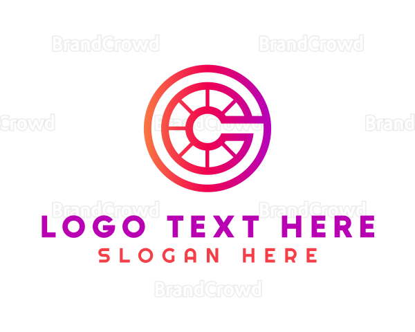 Modern Gradient Wheel Letter C Logo