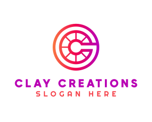 Modern Gradient Wheel Letter C logo design