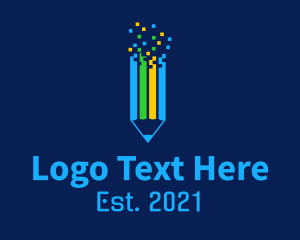 Encoding - Digital Pixel Pencil logo design