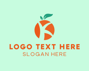 Vegetarian - Orange Fruit Letter K logo design
