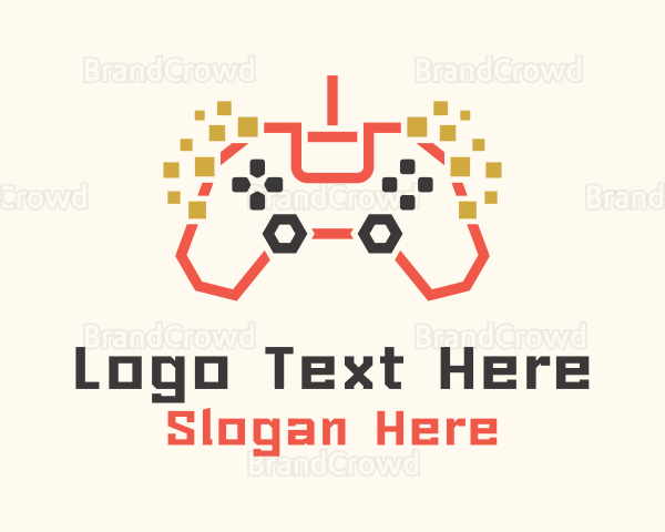 Pixel Gamepad Gaming Cafe Logo