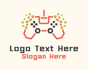 Gaming Cafe - Pixel Gamepad Gaming Cafe logo design