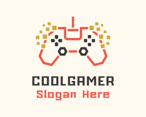 Pixel Gamepad Gaming Cafe Logo