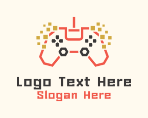 Pixel Gamepad Gaming Cafe Logo